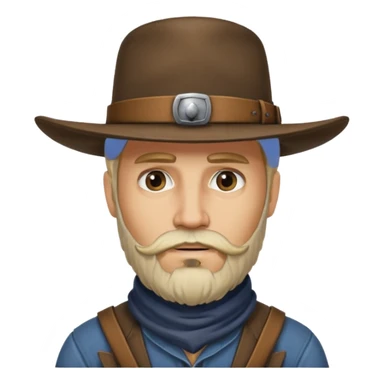 A blonde western man from America 1899 wild west with a hat and beard should look like a robber sticker