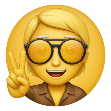 the yellow circle wearing sun glasses emoji holding up a peace sign sticker