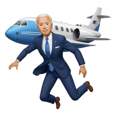 joe biden falling out a plane on the ground sticker