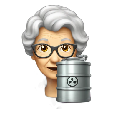 Old lady with nuclear reactor sticker