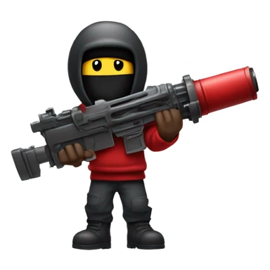 red among us character holding m134 minigun sticker