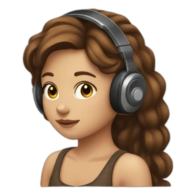 a girl with brown hair loving music sticker