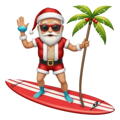 santa on a surfboard sticker
