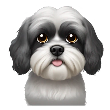 Shih tzu poddle mix dog with black ears and black spot over one eye sticker