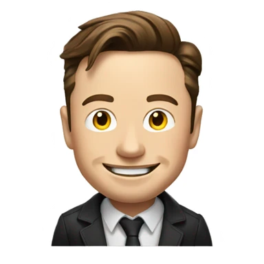 Elon musk with a happy face emoji next to him sticker