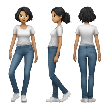 girl with black hair and baggy jeans with baggy shirt sticker