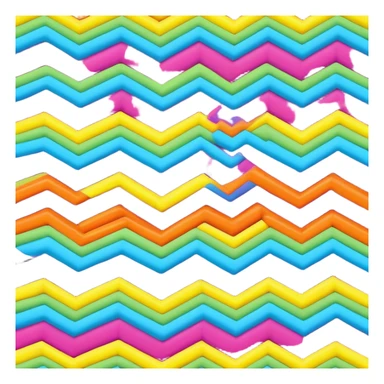 3D, psychedelic colored hippie style zig zag line sticker