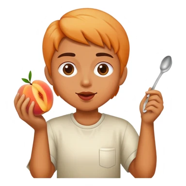 Eating a peach with a spoon sticker