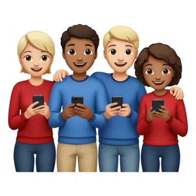 group of friends playing a game on their cell phone sticker