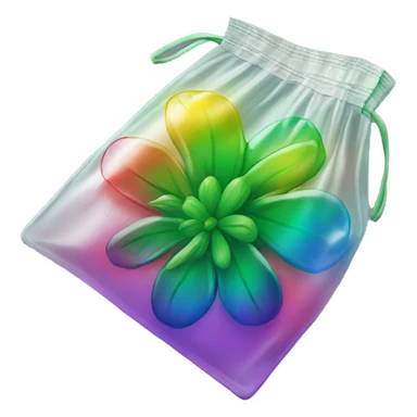Green flower buds in a ziplock bag that’s reflecting rainbow colors  sticker