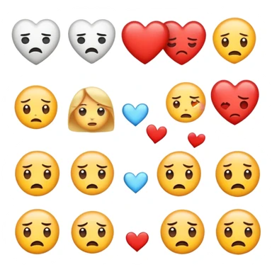 make emoji that contains of feel love, hurt, dissapointment and trust sticker