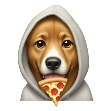 Dog with hoodie eating pizza sticker