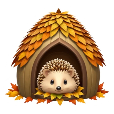 Hedgehog hut made of leaves sticker