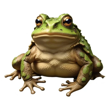 Cinematic Noble Toad Portrait Emoji, Poised and earthy, with a stout, robust build covered in textured, warty skin in warm, natural tones and deep, observant eyes, Simplified yet sharp and sophisticated features, highly detailed, glowing with a soft, natural mossy glow, high shine, intelligent and grounded, stylized with an air of rustic authority, focused and steady, soft glowing outline, capturing the essence of a watchful amphibian guardian that appears ready to leap out of the screen with effortless command! sticker