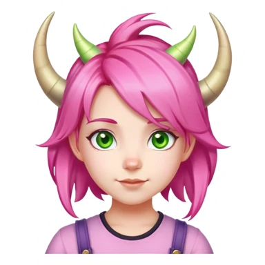 Anya Forger from Spy x Family, cute little girl with pink hair styled with two horn-like tufts, green eyes, and a cheerful expression sticker