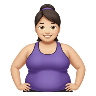 asian midsize overweight woman in workout gear sticker