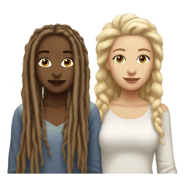 two lesbians one lightskin kinda brown skin girl with dreads and a white girl with blonde flows hair sticker