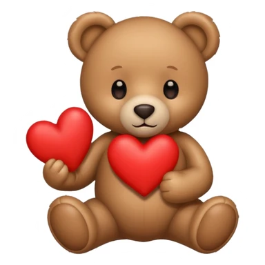 Teddy bear holding a red heart sticker