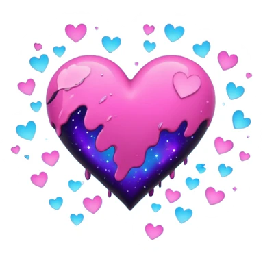 emo heart with night sky and falling petals sticker