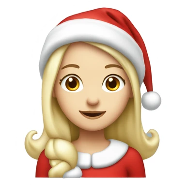 White blond girl as santa claus With hat  sticker