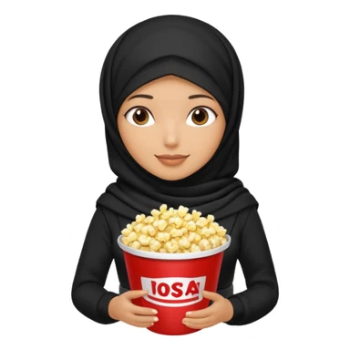 a hijab holding a bucket of popcorn sticker