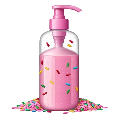 Pink shower gel light pink bottle with sprinkles and confeti on the bottle  sticker