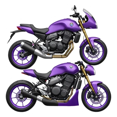 Créer un emoji copiable sur mon système iOS avec une moto mt07 noir mate / violet plus foncé que tu as et iridescent. le style de la mt07 doit être en roadster. sticker