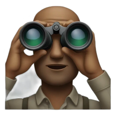 man looking with binoculars from a window sticker