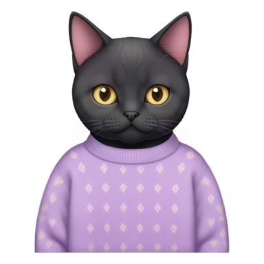 
short-haired black British cat in a pastel sweater sticker