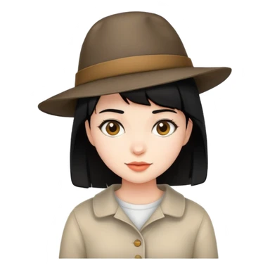 short black haired girl with hat sticker