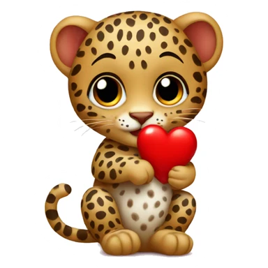 Baby leopard holding a red heart  sticker