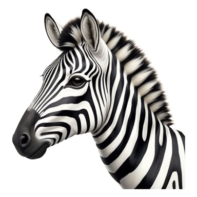 Cinematic Noble Zebra Portrait Emoji, Poised and regal, with a lean, elegant build, a long, graceful equine snout and striking fur of bold black and white stripes, deep-set soulful piercing eyes, Simplified yet sharp and sophisticated features, highly detailed, glowing with a soft, dignified glow, high shine, intelligent and graceful, stylized with an air of savannah chic, focused and attentive, soft glowing outline, capturing the essence of a watchful and confident equine that feels as though it could gallop out of the screen with effortless authority! sticker
