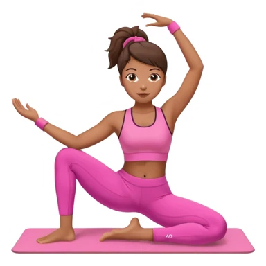 medium-skinned woman doing Pilates in pink sportswear sticker