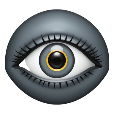 Minimal emoji, gothic futuristic eye, cold grey sclera, pupil replaced by a solid black number 8, occult cyber aesthetic, sharp clean lines, flat emoji design, centered, transparent background sticker