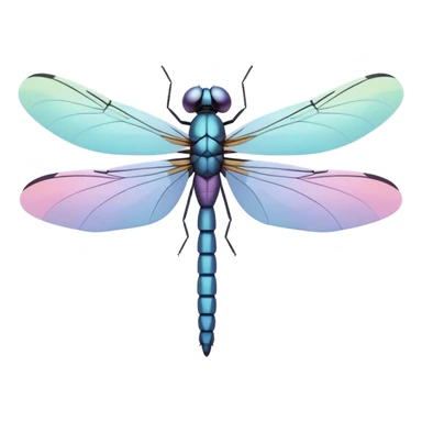 minimal dragonfly emoji, simple flat design, geometric shapes, soft pastel colors, no face, not cartoonish sticker