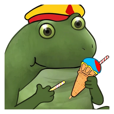 wearing a propeller hat, eating a popsicle, sitting down, full body sticker