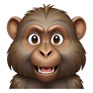 Cinematic Realistic Comical Baboon Portrait Emoji, Head tilted dramatically with an exaggeratedly amused expression, featuring a striking, ruggedly textured face with boldly expressive eyes full of playful disbelief, rendered with vivid, lifelike detail and natural earthy hues, high shine, dramatic yet playful, styled with an air of cheeky jungle mischief, soft glowing outline, capturing the essence of a spirited and over‐the‐top baboon that looks ready to chatter its way into viral fame! sticker