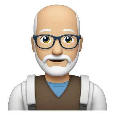  bald guy with a greying beard, brown moustache,  blue eyes and glasses sticker