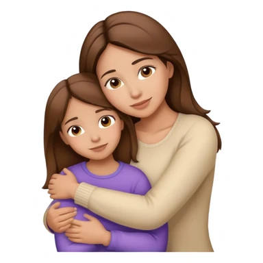 Hispanic mother and daughter brown hair hugging sticker