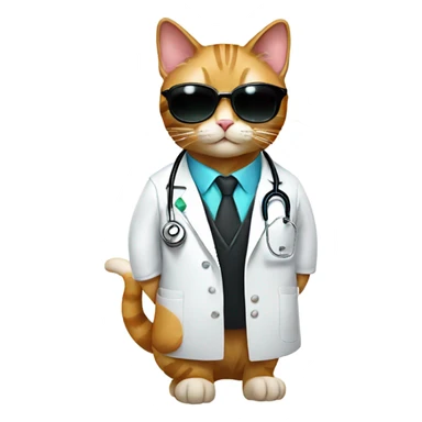 happy doctor cat wearing black sunglasses sticker