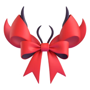 devil bow, red and black, small horns on the bow, pointed ends, mischievous vibe sticker