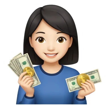 Hot Asian girl with money  sticker