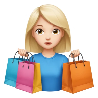 Cozy girl looking left and right between two shopping bags, playful puzzled expression — can’t decide between two options sticker