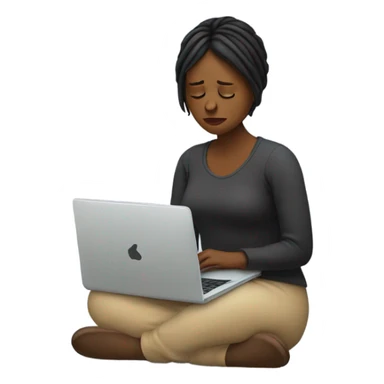 feeling sad women with laptop on lap sticker