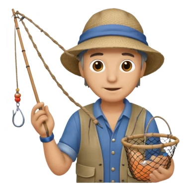 a fisherman is casting the fishing net sticker