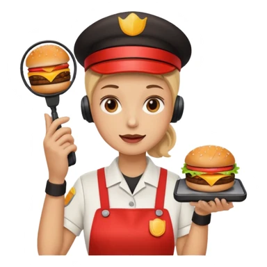 burger place employee with intercom  sticker
