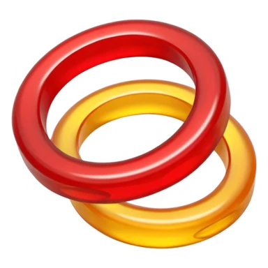 emoji de 2 gomitas en forma de aro una colo rojo y otra amarillo de muy gruesas  sticker