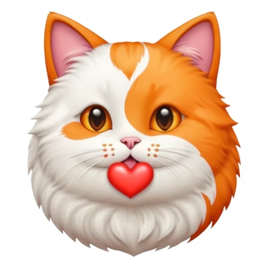 A cute circular cat blowing a smooch kiss with heart and little bite on the lower lip sticker