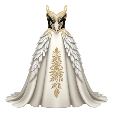Hyper Realistic ornate Wedding dress displays  with feathers  sticker