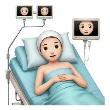 a PATIENT waking up before a surgery, with monitors and sleeping, THEY HAVE OPEN EYES OMG I SAID SLEEPING sticker
